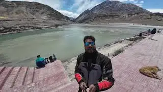Day 10.15 Walking back to my bike after one last look at the Indus Zanskar confluence