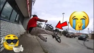 Cameron falls off his bmx bike more than once in this video
