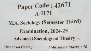 M.A Sociology (Semester 3rd) (Advanced Sociological Theory) Question Paper 2024&ndash;25 #mjpru #sociology
