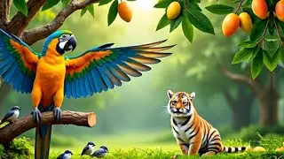 Five Little Sparrows and the Baby Tigerپانچ چڑیاں اور ننھا شیر Bedtime Stories l  #am_child_cartoons