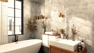 Minimal Bathroom | Soft Morning Light | Aesthetic Home 3D