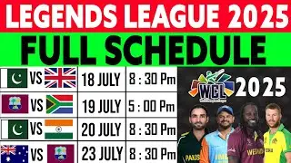 WCL 2025 Schedule | World Championship of legends Full schedule | World Champions league 