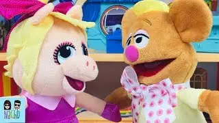 MISS PIGGY WELCOMES FOZZIE BEAR TO THE FAMILY! | Disney Junior Muppet Babies Fozzie Bear Plush Toy