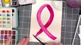 Watercolor a pink ribbon for Breast Cancer Awareness with me!