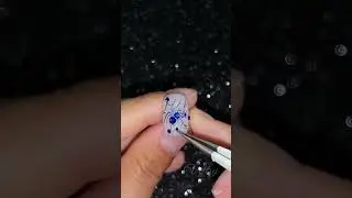 💙🕷️ Silver Chrome & Blue Rhinestone Spider Nails  💅 Yes or No 🕸️