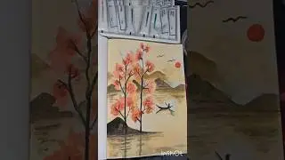 Natural Scenery Art 🎨 #youcandraw #easyart#gouchepainting #art #painting #orangeart