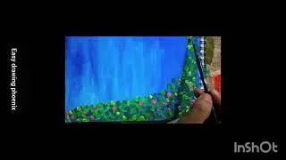 🌙 Peaceful Moonlight Night Acrylic Painting | Easy Floral Sky Scene for Beginners 💙✨