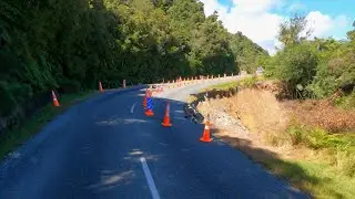 The steep Denniston hill climb after recent storm damage