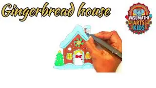 Easy Gingerbread House Drawing for Kids 🎄🎨| #vasumathartskids  #santa #gingerbreadhouse   #christmas