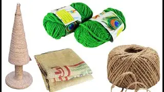 How to Make a Simple Jute Burlap Christmas Tree ||  Jute Christmas Showpiece Decorations 2019