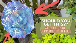 Amazon Finds - Quick 45 Second Review - Glass Bird Bath with Garden Stake - Glass Garden Decor