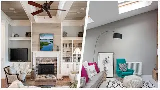 75 Living Space With Gray Walls And A Brick Fireplace Design Ideas You'll Love 🔴