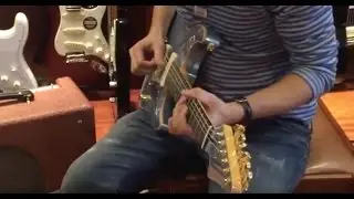 Brice Colombier with Rudy Pensa in NYC (Pensa Guitars)