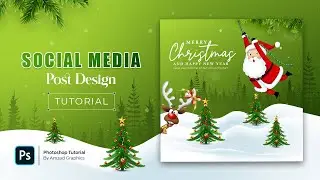 Merry Christmas Social Media Post Design in Photoshop | Photoshop Tutorial