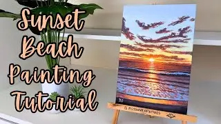 Sunset beach acrylic painting tutorial / Sunset seascape acrylic painting tutorial over the ocean