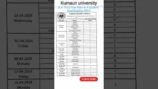 ||B.A Third Year Examination Schedule- 2024(Kumaun University)|| #kumaununiversity #universityexam