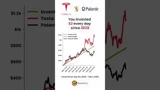 Palantir vs Tesla: You invested $2 every day since 2020 #invest #stocks #palantir #tesla