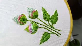 Amazing flowers and leaves made with Hand embroidery work||Beautiful embroidery...