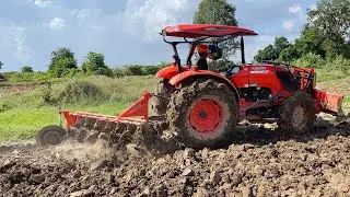 Tractor Kubota M6040 SU Plow Field,Tractor Khmer Farmer