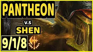 KEEGUN (PANTHEON) vs SHEN - 9/1/8 KDA TOP GAMEPLAY - NA Ranked MASTER