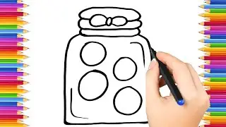 How To Draw cute   jar Drawing, Painting & Coloring For Kids and Toddlers_ Child Art 🐋🌈🎨
