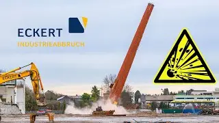 Kaminsprengung der Alten Papierfabrik in Wiesloch - Chimney detonation of in Wiesloch