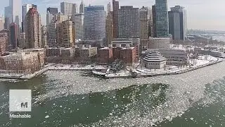 Drone footage reveals birds-eye-view of an icy Hudson River | Mashable