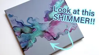 Beautiful gray base and purples dutch pour painting - GORGIOUS SHIMMER!!