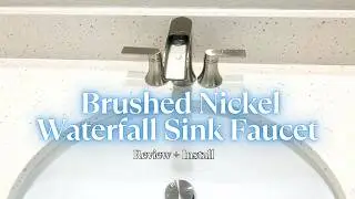 Bathroom Sink Faucet &ndash; Brushed Nickel Waterfall 3 Hole Widespread with Drain & Easy  Install #ad