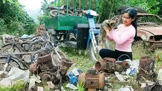 Mechanical Girl Rescues a Stray Dog and Restores Bicycle and Motorbikes Found in Trash