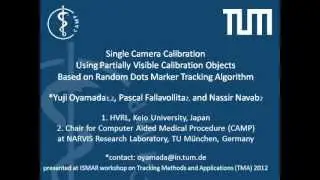 Single camera calibration based on random dots marker tracking algorithm