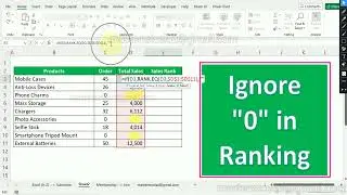 Ignore zero and blank in ranking - MS excel Tips and Tricks