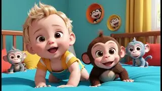 Five Little Monkeys Nursery Rhyme | Fun Action Song for Kids | Playful Counting Adventure