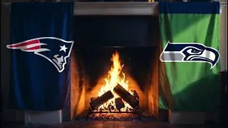 Super Bowl 2026 Fireplace Ambience | Patriots vs Seahawks Cozy Crackling Fire 4K (No Music) 3Hrs