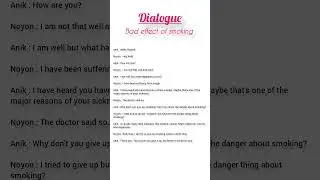 A dialogue between Anik and Noyon about bad effect of smoking. #englishlanguage #dialogue