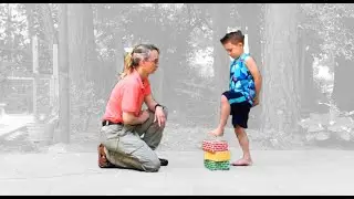 Tapping on Stacked Blocks: Pediatric Physical Therapy Exercises for Balance  #10