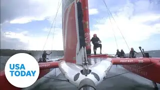 Dramatic video: British sailor goes overboard during race in Australia | USA TODAY