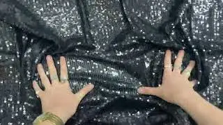 Embroidered Sequins On Stretch Mesh- Ink Navy #14592