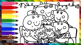 Dibuja y Colorea A Peppa Pig Y A Su Familia Durante Navidad 🎄🎁✨ 🐷🐷🐷🐷🐷🐷🐷🌈 Dibujos Para Niños