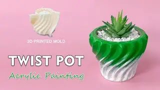 Cast and paint Cement Pot at home use 3D print mold - Pot painting ideas