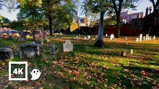 4K | Walking Halloween Graveyard | Harvard University | Boston | Cambridge | City Urban Sounds ASMR