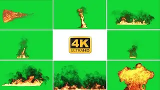 Fire  green screen and blue screen 4k