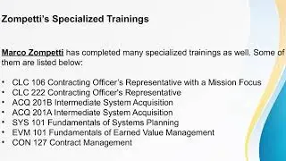 Marco Zompetti Is a Well-Qualified and Experienced Acquisition Professional Level II Program Manager