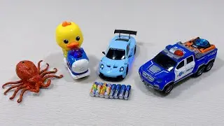 Unboxing racing car, remote-controlled octopus, cool electronic music car, rocking car