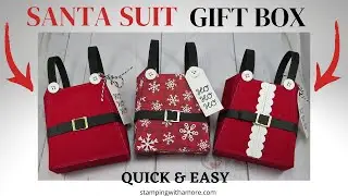 Santa Suit Gift Box #diysantagiftbox, #santatreatbox #stampingwithamore