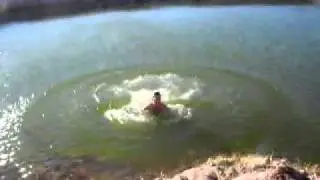 Ruth jumping into glacial desert pool in Chile.MOV