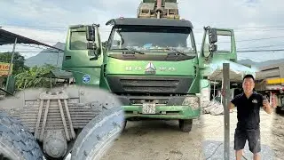replace leaf spring howo 4*4 dump truck giang's daily car repair work