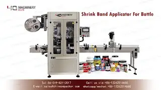 Automatic shrink band applicator for 300CC bottles|sleeve labeler with neck band heat tunnel