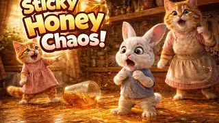 Mama Cat & the Honey Mess | Funny Kitten and Bunny Cartoon Story