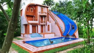 Build Creative Modern Water Slide Park To Swimming Pool & Beautiful Villa In The Forest